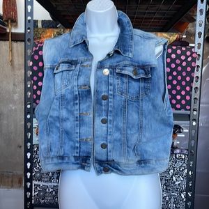 Puzzle Cropped Jean Vest